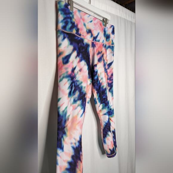 Athleta Elation 7/8 Tight Pink Blue Tie Dye Activewear Gym Workout Leggings 1X - Picture 7 of 10